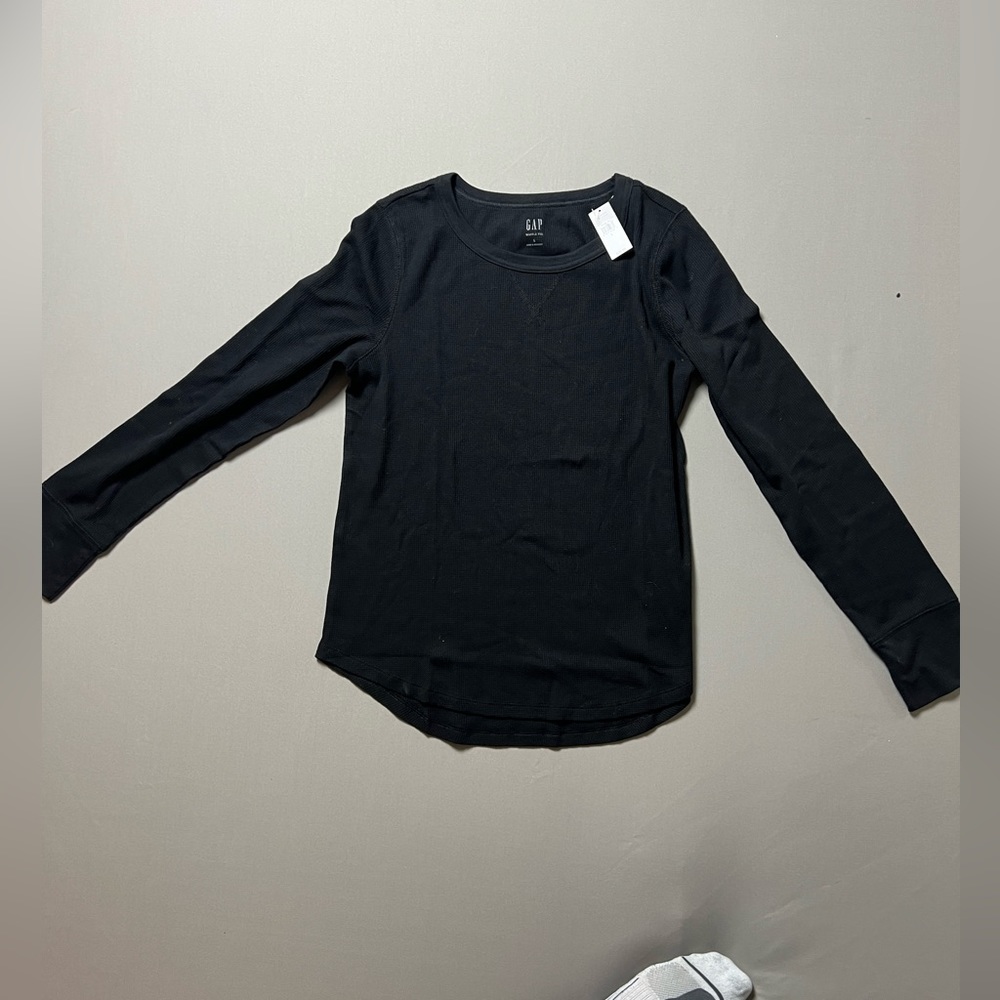 GAP Waffle Crewneck T-shirt, Color Black